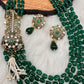 Moissanite Kundan Side Pendent Color Monalisa Beads Necklace - Green