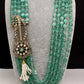 Moissanite Kundan Side Pendent Color Monalisa Beads Necklace - LightGreen