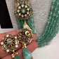 Moissanite Kundan Side Pendent Color Monalisa Beads Necklace - LightGreen