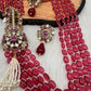 Moissanite Kundan Side Pendent Color Monalisa Beads Necklace - Pink