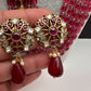 Moissanite Kundan Side Pendent Color Monalisa Beads Necklace - Pink