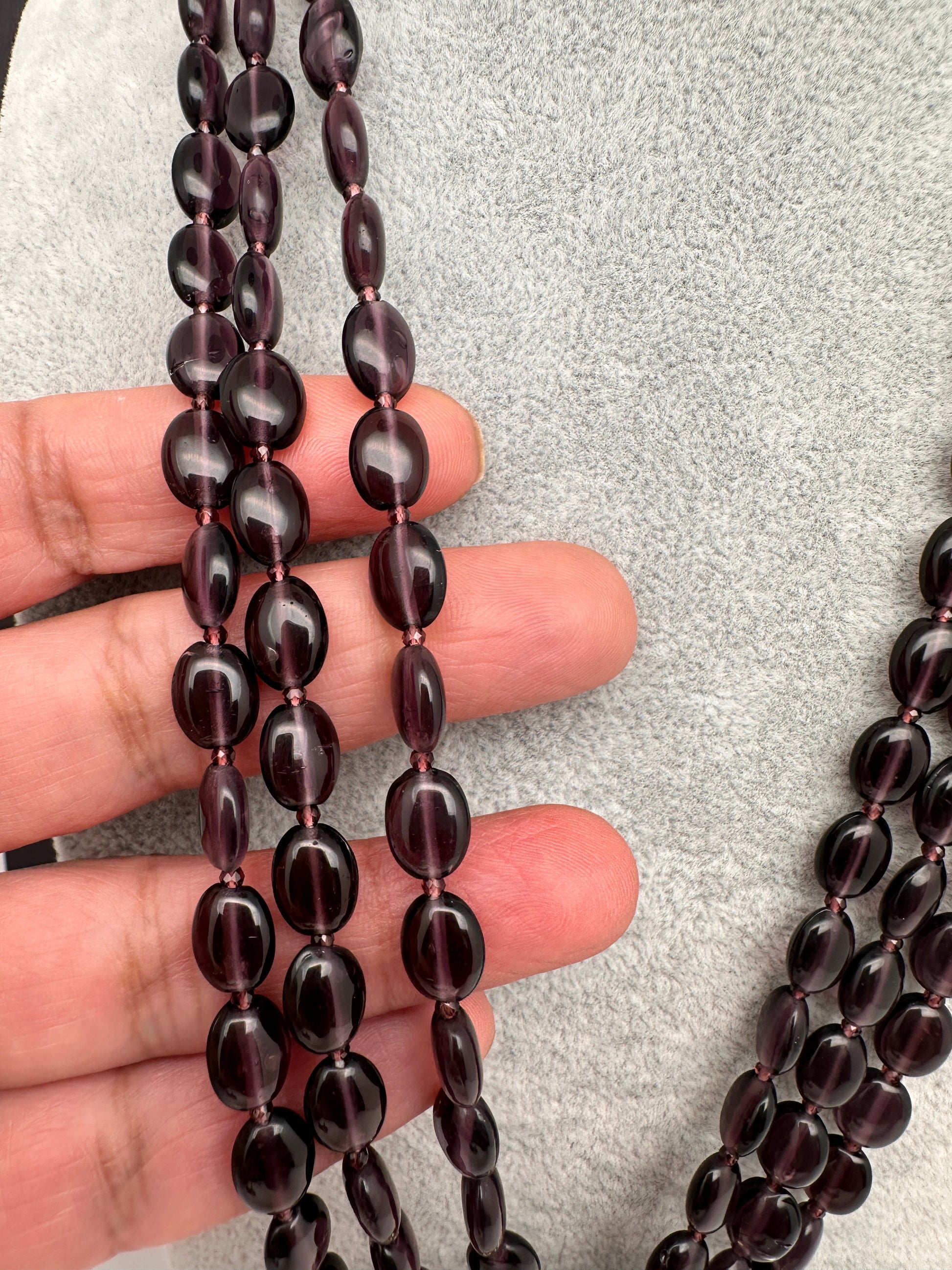 AD Kundan Goddess Lakshmi Color Monalisa Beads Necklace - Purple