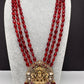 AD Kundan Goddess Lakshmi Color Monalisa Beads Necklace - Red