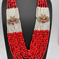 AD Color Multi Layer Beads Necklace - Coral