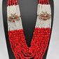AD Color Multi Layer Beads Necklace - Coral