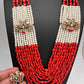 AD Color Multi Layer Beads Necklace - Coral