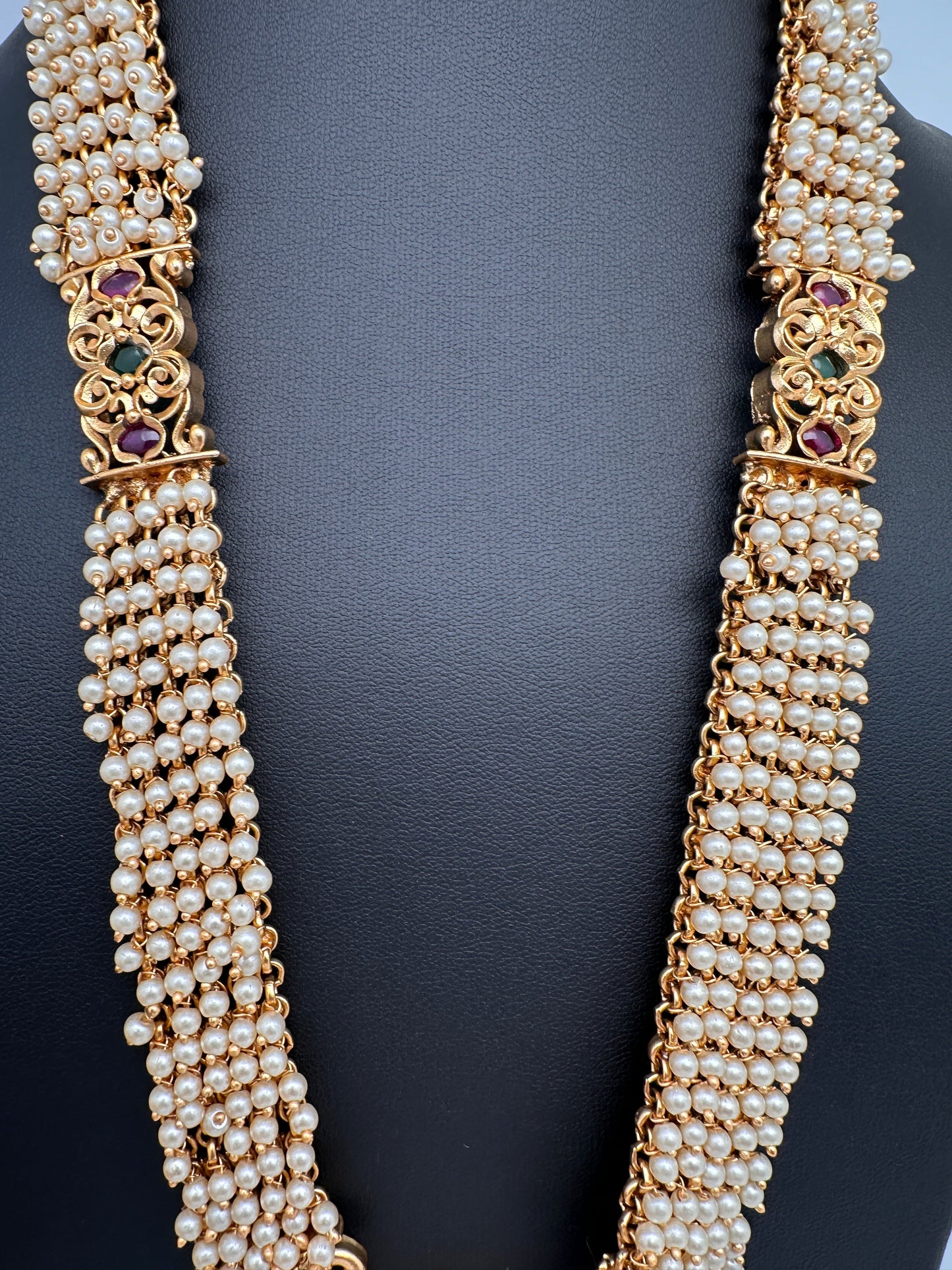 Cluster Pearls Goddess Lakshmi Matte Long Necklace
