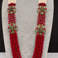 Victorian Goddess Lakshmi Color Multi Layer Beads Necklace - Coral