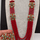 Victorian Goddess Lakshmi Color Multi Layer Beads Necklace - Coral