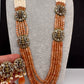 Victorian Goddess Lakshmi Color Multi Layer Beads Necklace - PeachPuff