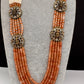 Victorian Goddess Lakshmi Color Multi Layer Beads Necklace - PeachPuff