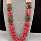 Victorian Goddess Lakshmi Color Multi Layer Beads Necklace - pink