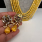 Victorian Goddess Lakshmi Color Multi Layer Beads Necklace - Yellow