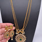 CZ Long Pendent Chain Necklace - Green