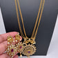 CZ Long Pendent Chain Necklace - Red
