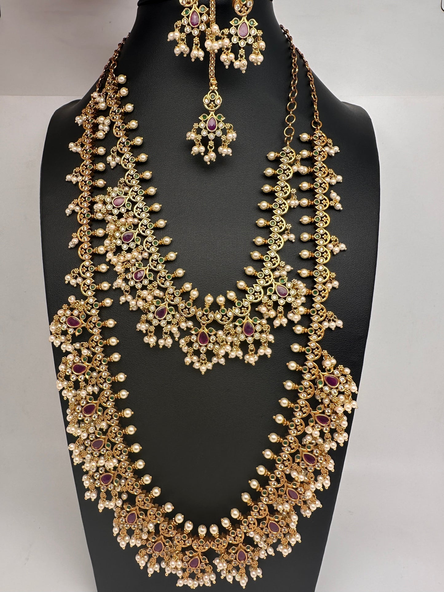 Matte Combi long and Short Guttapusalu Necklace