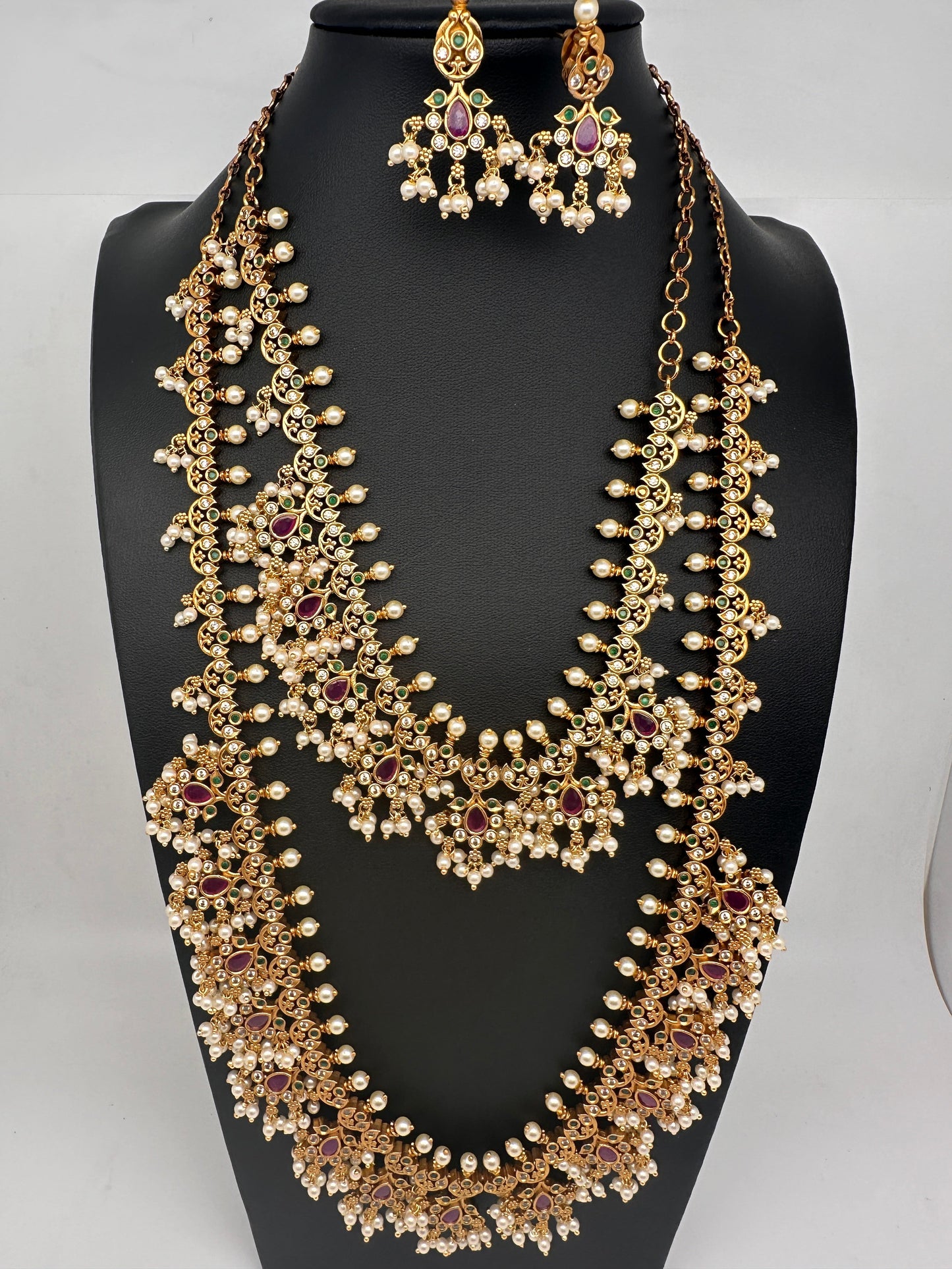 Matte Combi long and Short Guttapusalu Necklace