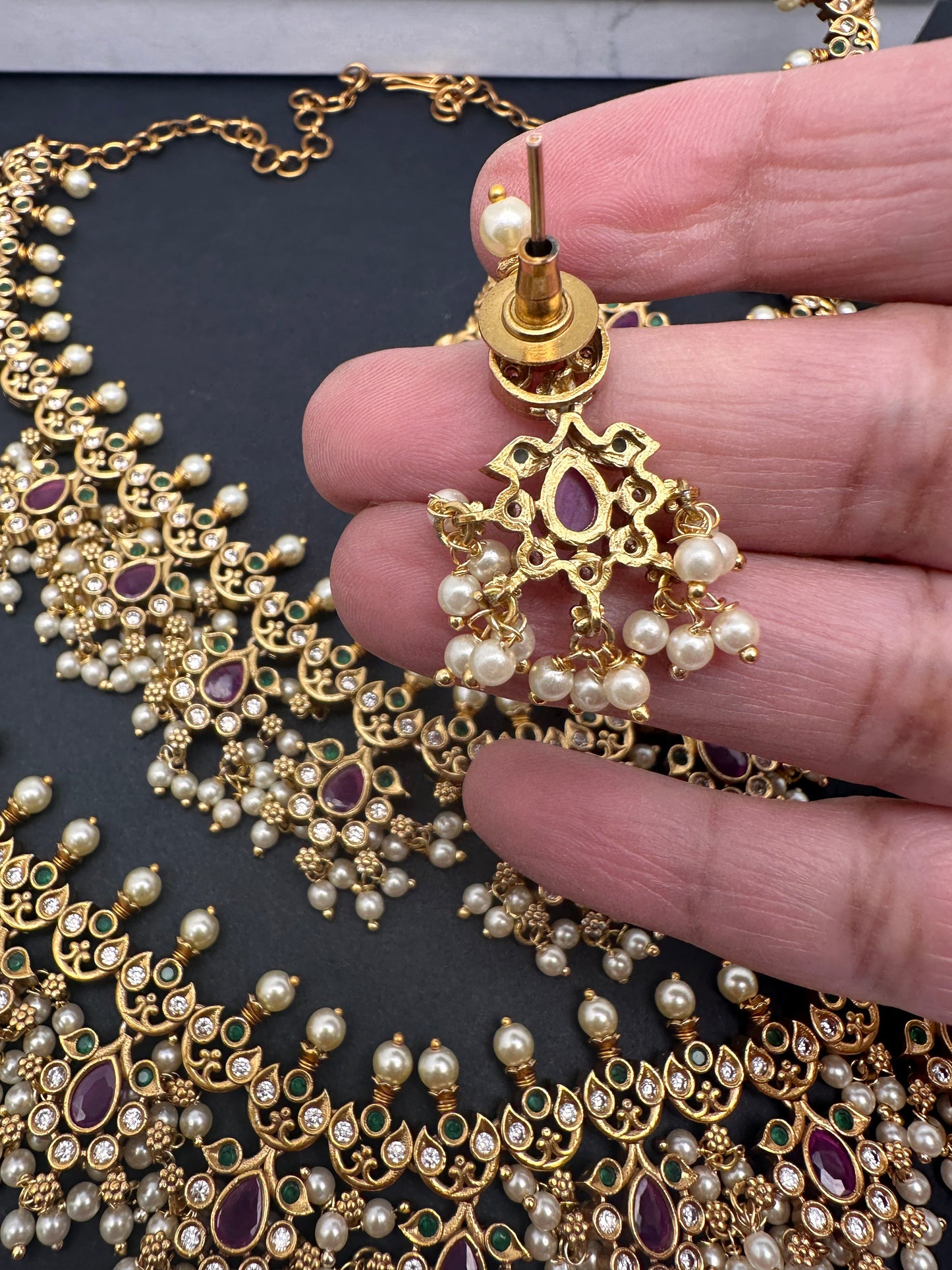 Matte Combi long and Short Guttapusalu Necklace