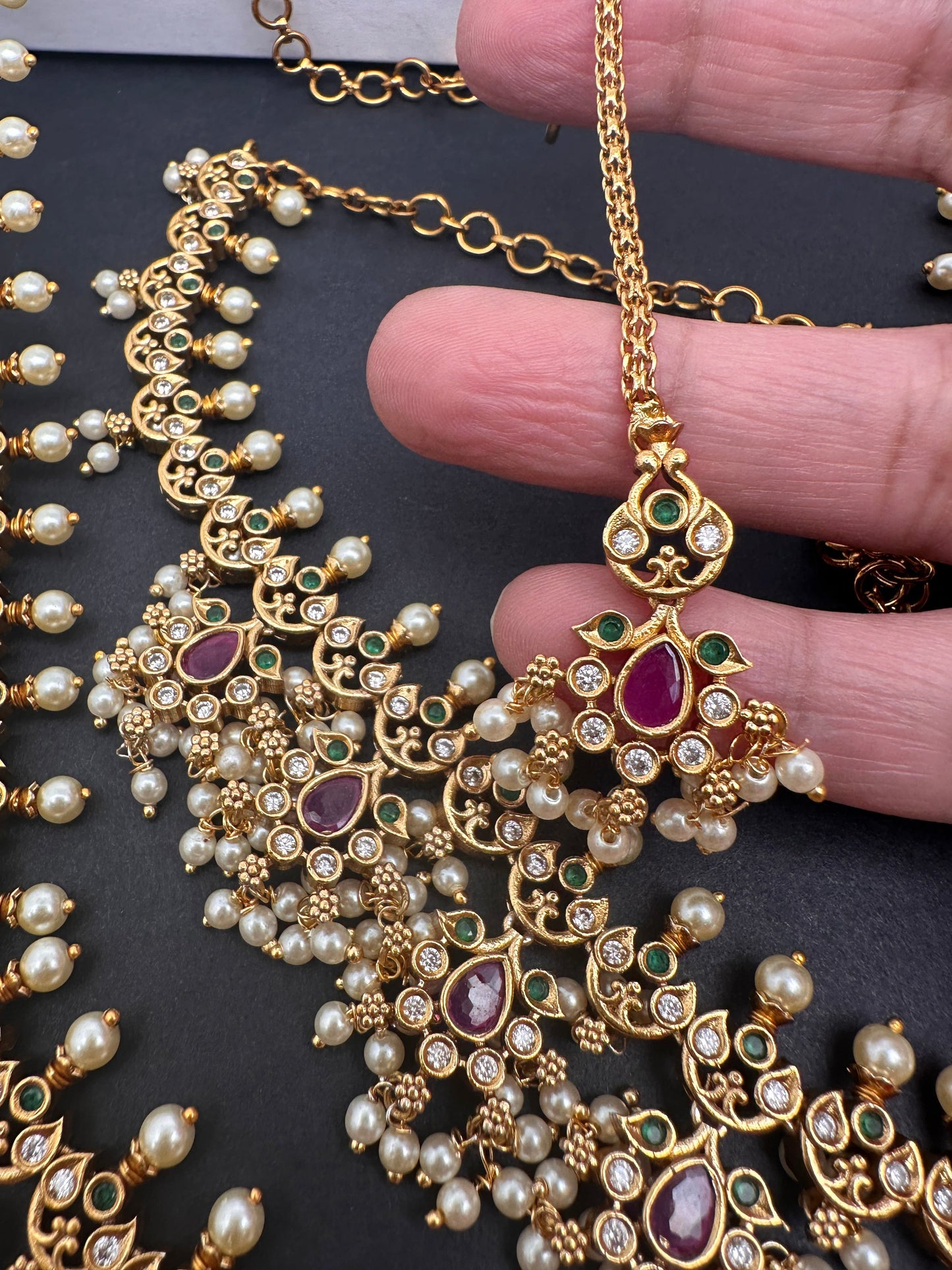 Matte Combi long and Short Guttapusalu Necklace