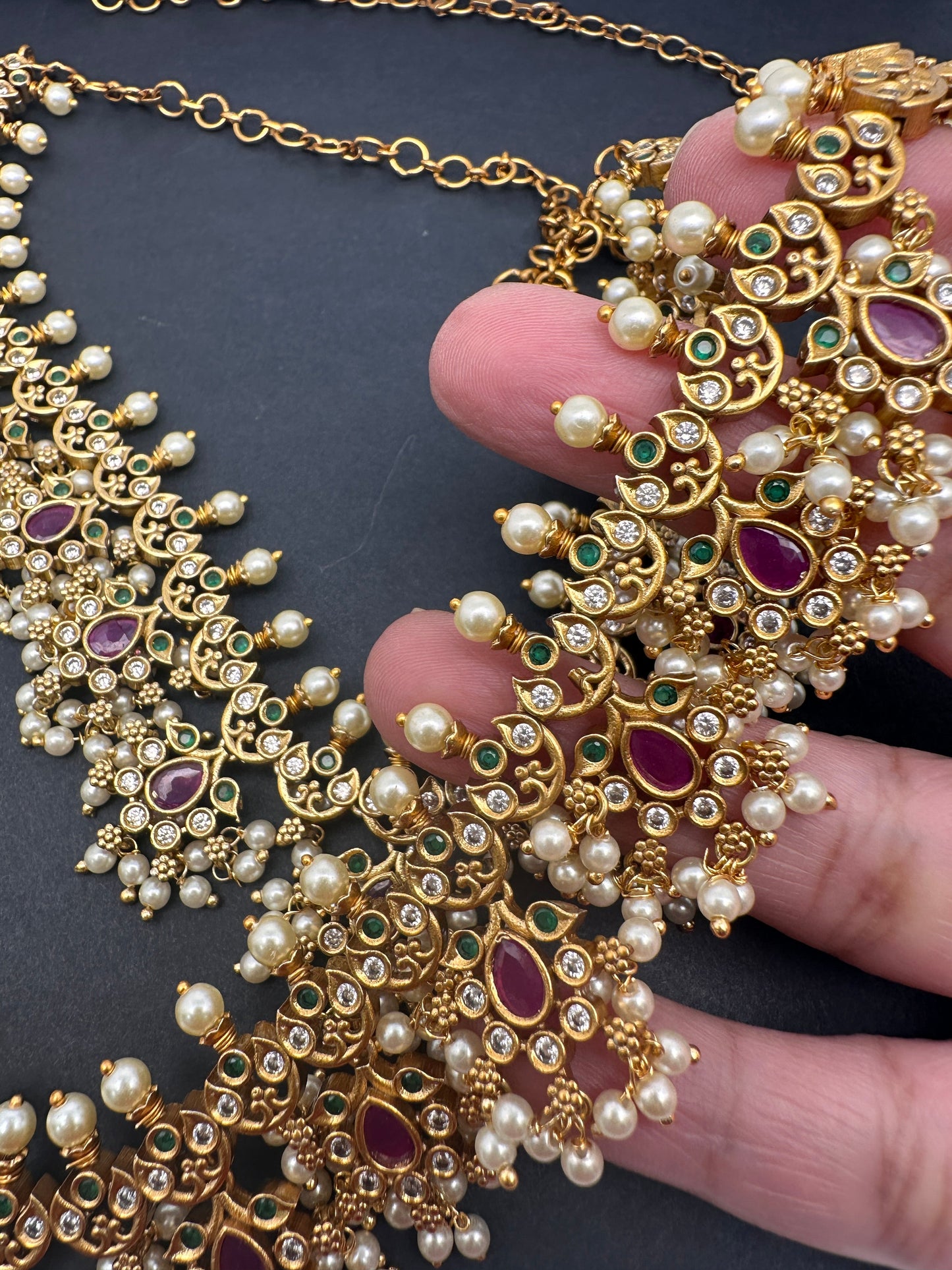 Matte Combi long and Short Guttapusalu Necklace