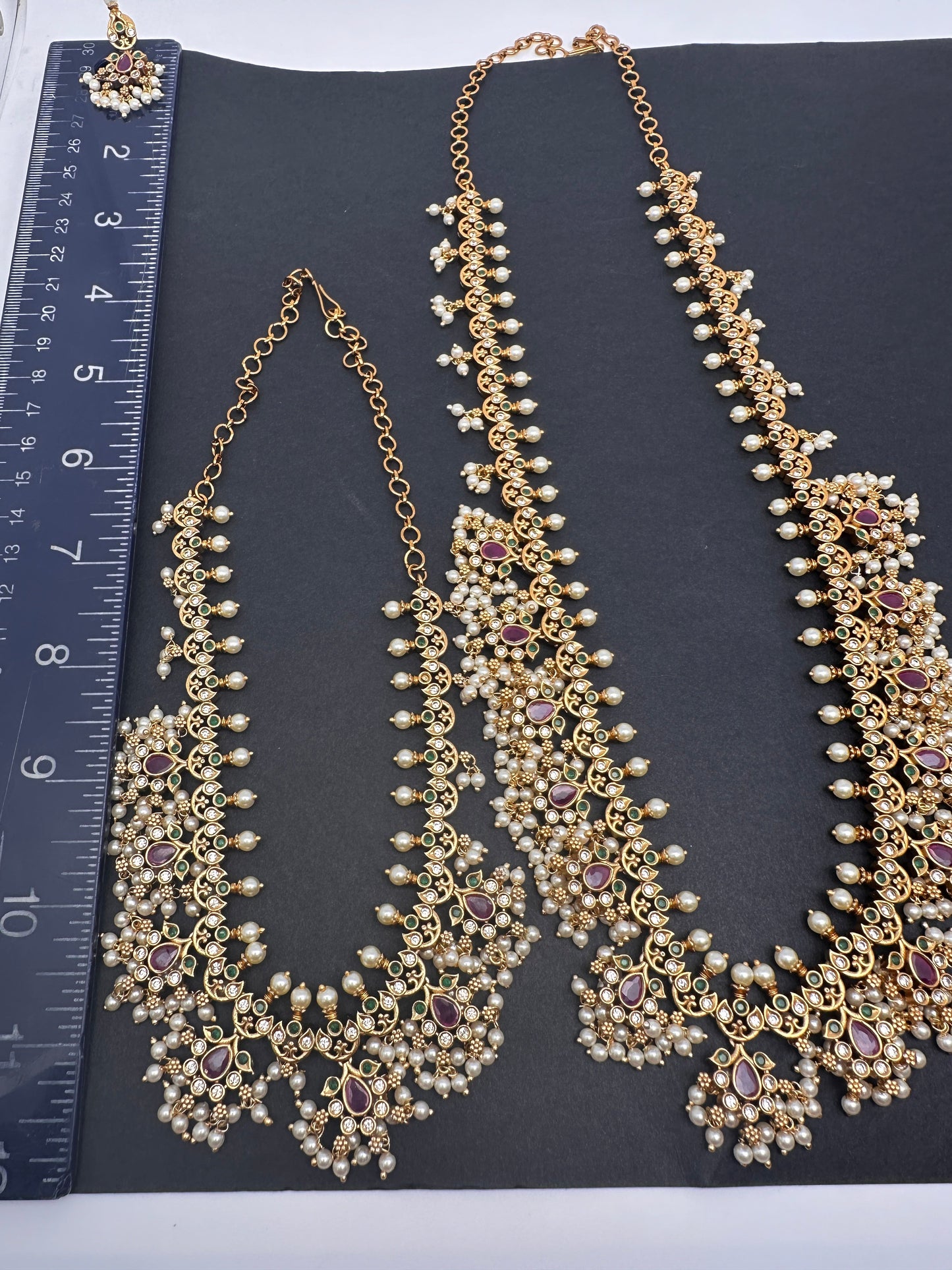 Matte Combi long and Short Guttapusalu Necklace