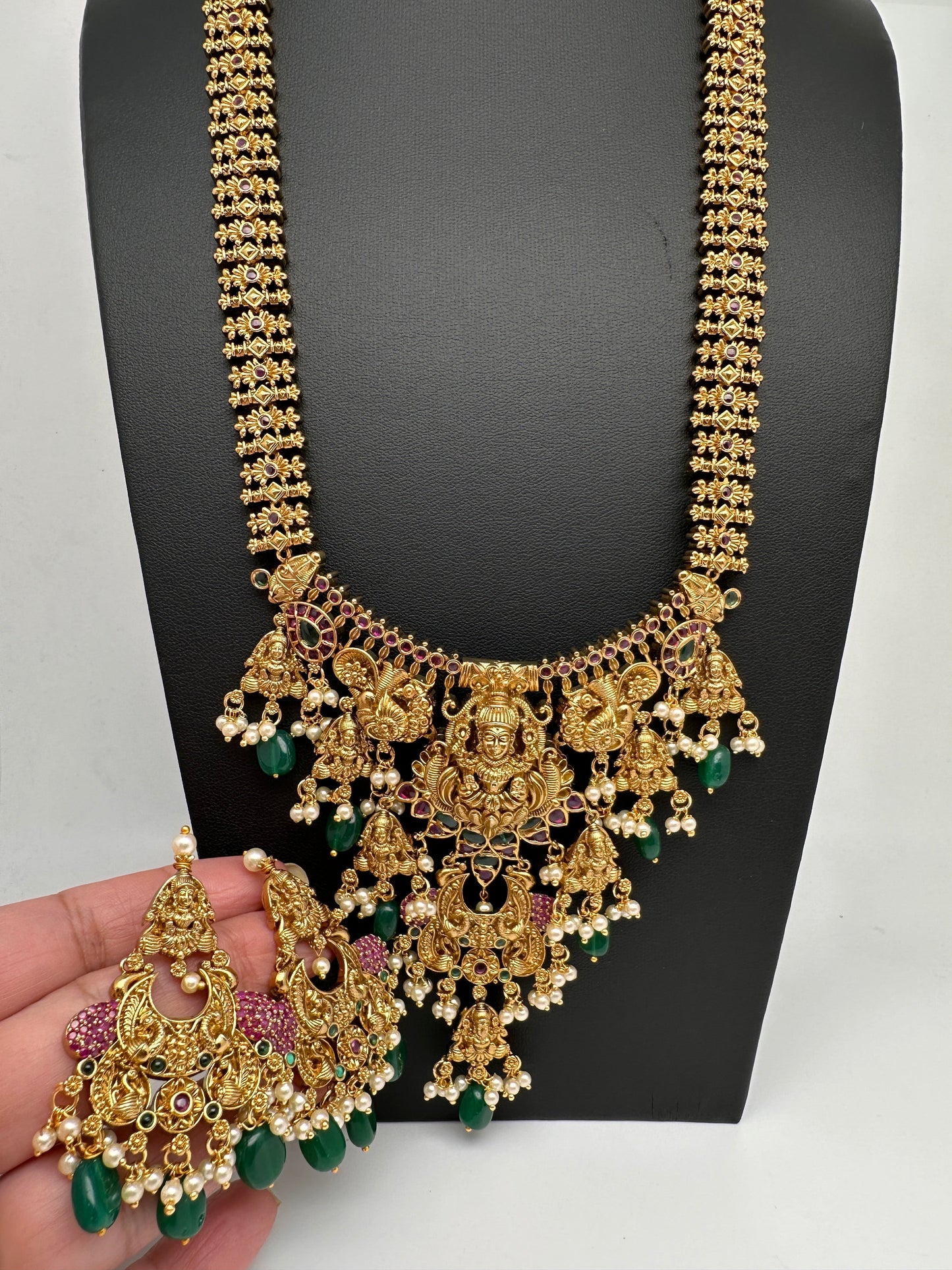 Matte Goddess Lakshmi Mala Long Necklace