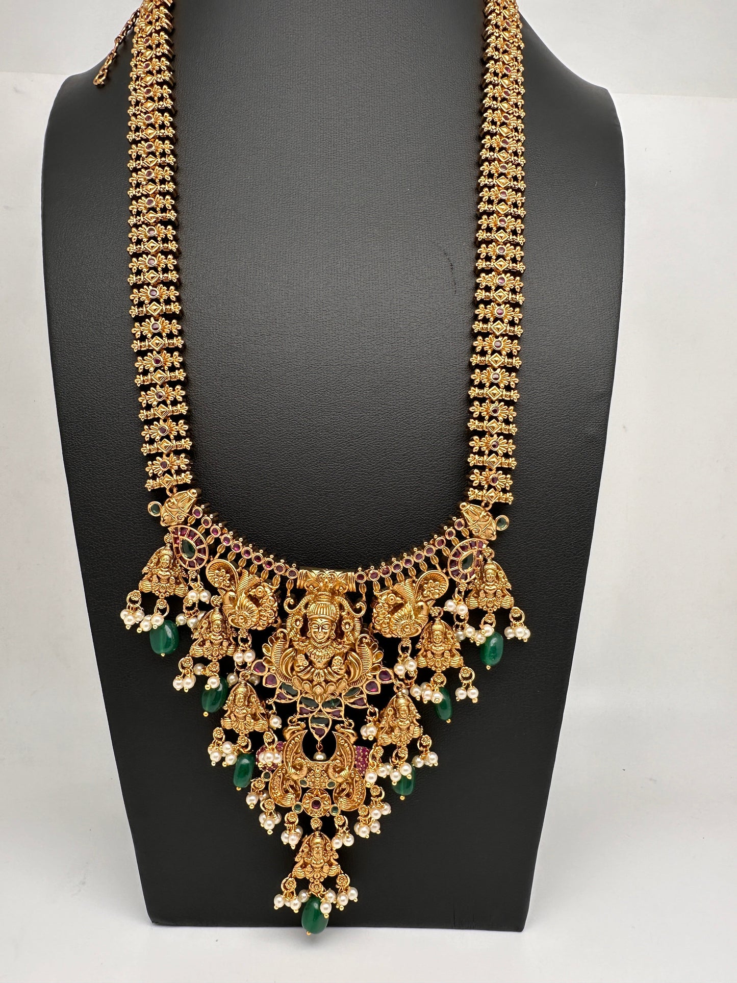 Matte Goddess Lakshmi Mala Long Necklace