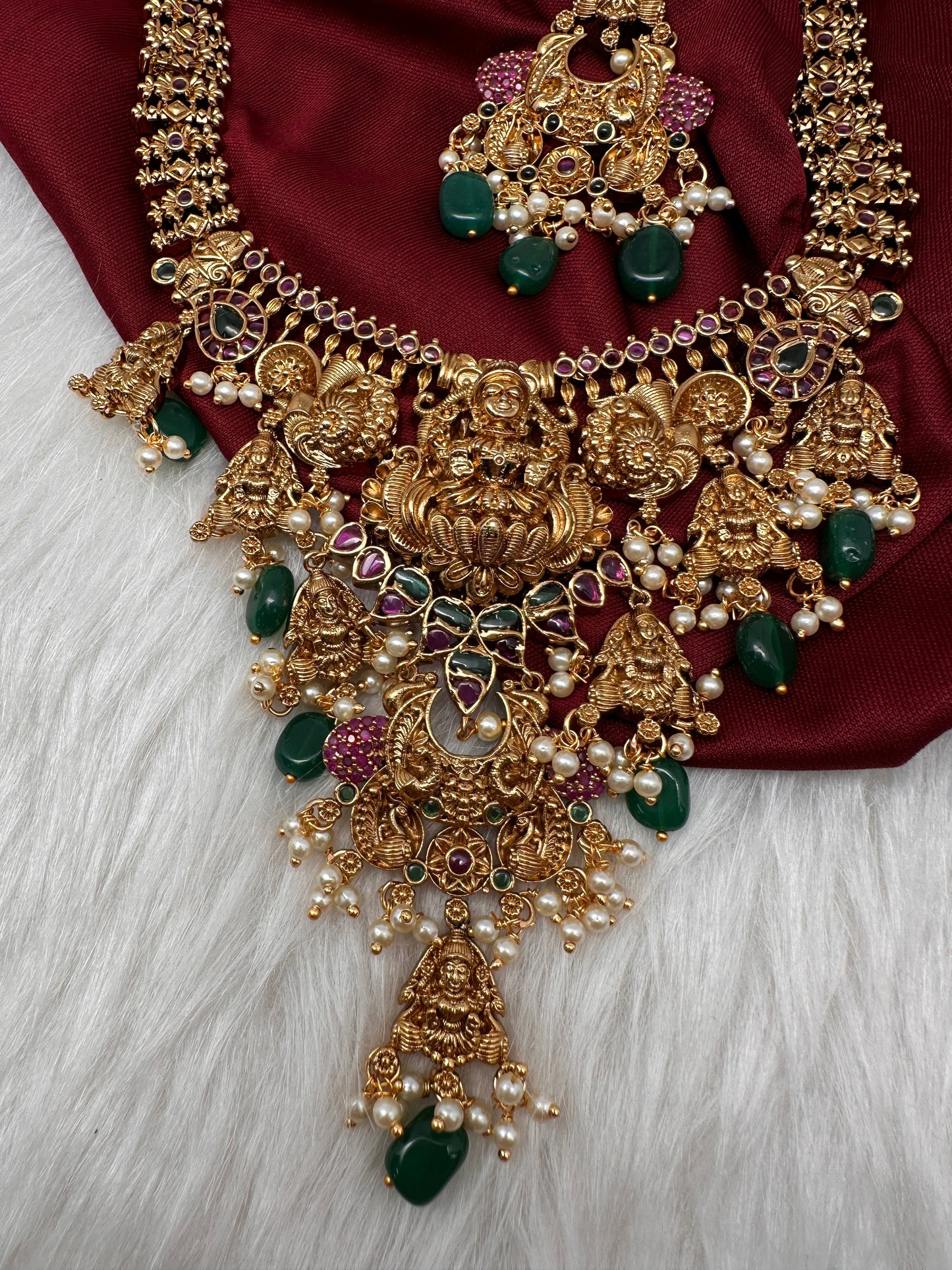 Matte Goddess Lakshmi Mala Long Necklace