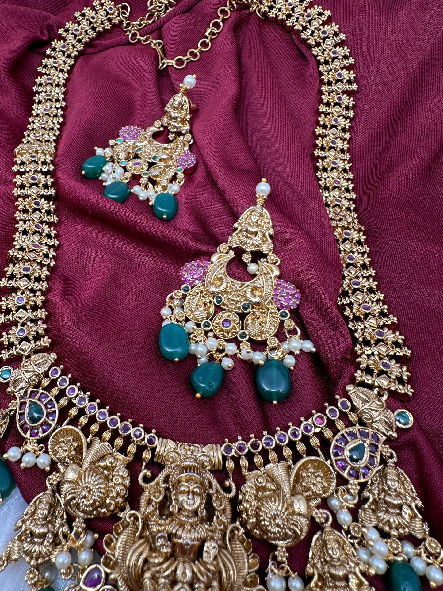 Matte Goddess Lakshmi Mala Long Necklace
