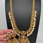 Matte Goddess Lakshmi Rice Pearls Guttapusalu Long Necklace