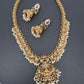 Matte Goddess Lakshmi Rice Pearls Guttapusalu Long Necklace