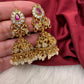 Matte Goddess Lakshmi Rice Pearls Guttapusalu Long Necklace