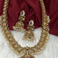 Matte Goddess Lakshmi Rice Pearls Guttapusalu Long Necklace