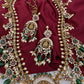 Matte Goddess Lakshmi Rice Pearls Green Guttapusalu Long Necklace