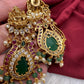 Goddess Lakshmi CZ Pearls Guttapusalu Long Necklace