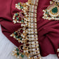 Goddess Lakshmi CZ Pearls Guttapusalu Long Necklace