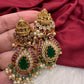 Goddess Lakshmi CZ Pearls Guttapusalu Long Necklace