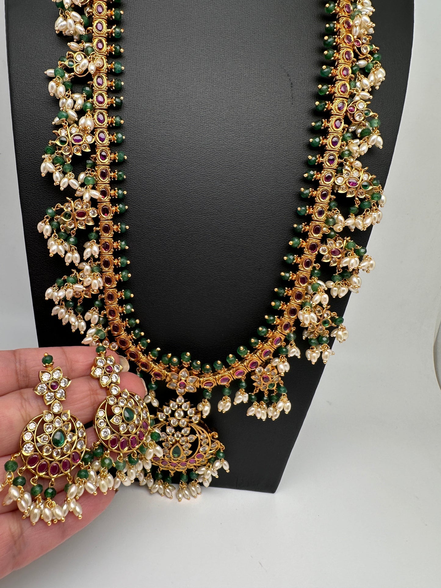 Kemp CZ Pearls Guttapusalu Long Necklace