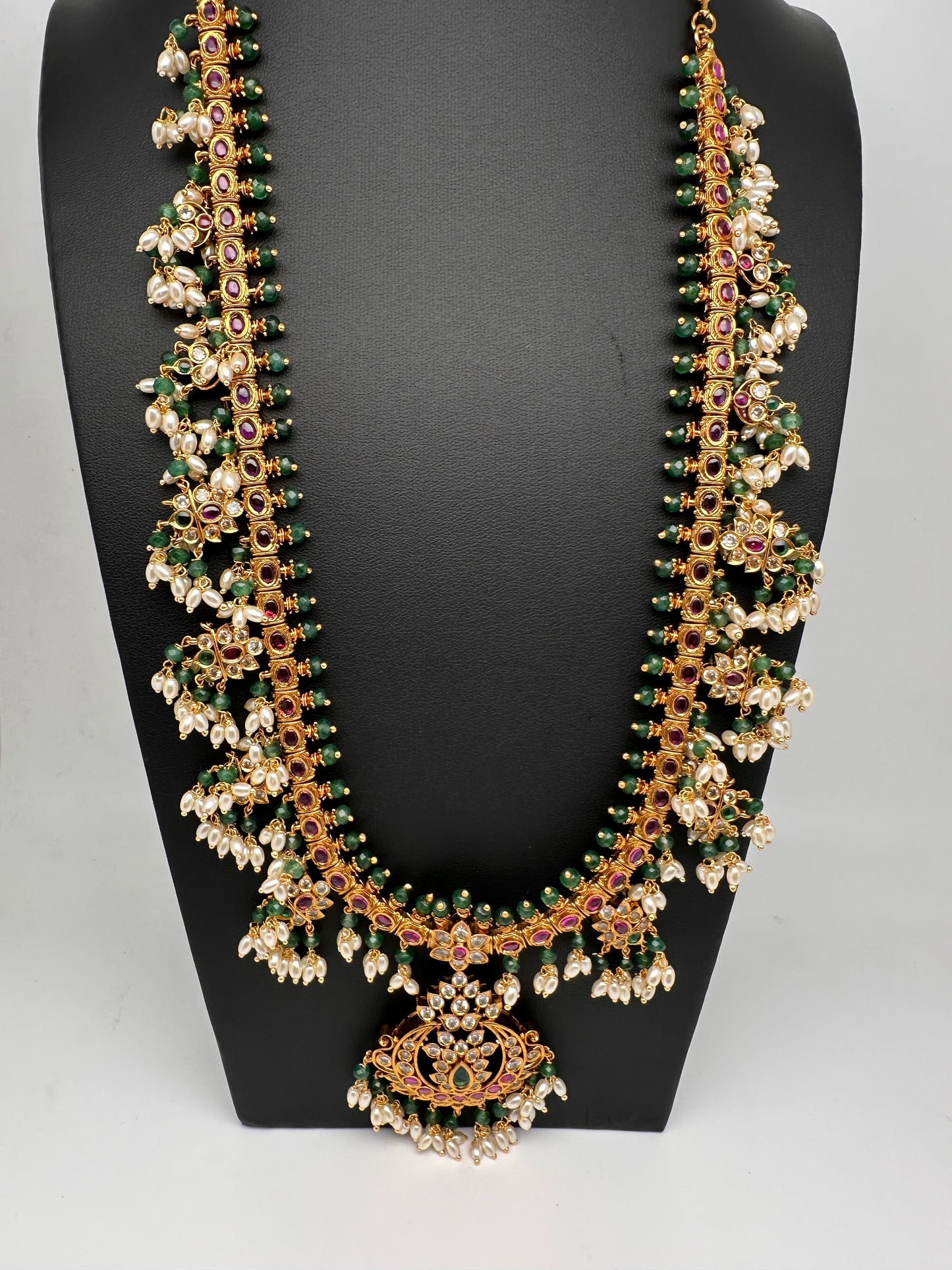 Kemp CZ Pearls Guttapusalu Long Necklace