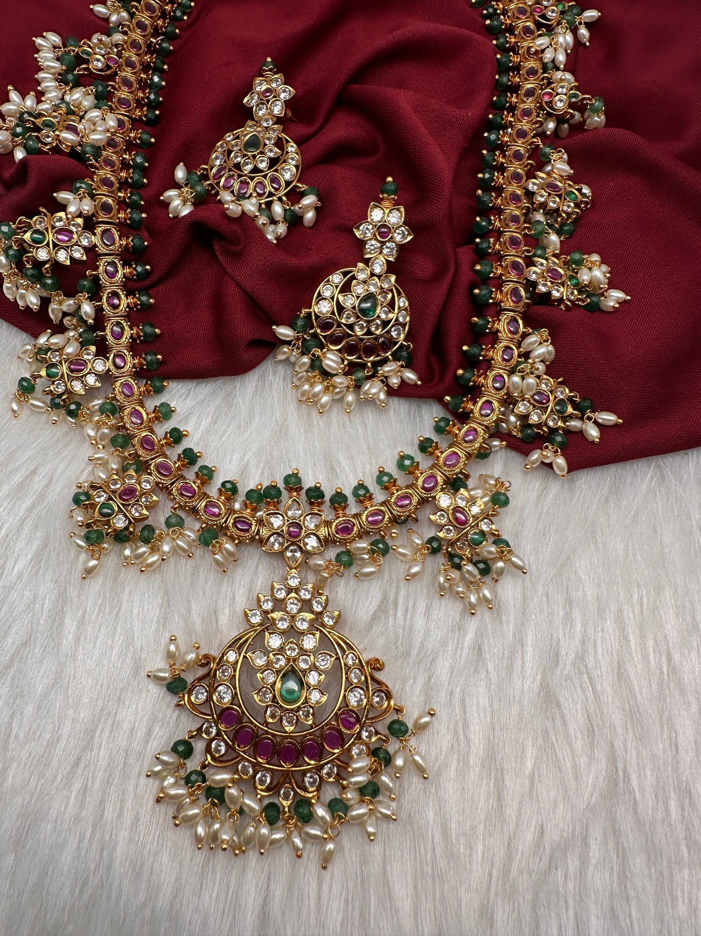 Kemp CZ Pearls Guttapusalu Long Necklace