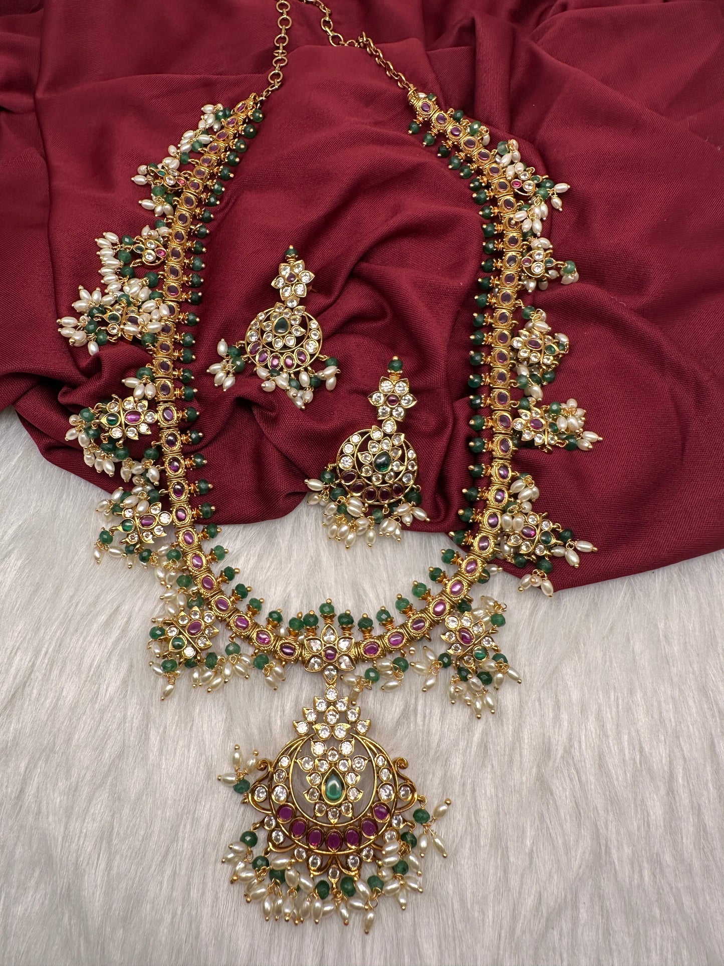 Kemp CZ Pearls Guttapusalu Long Necklace