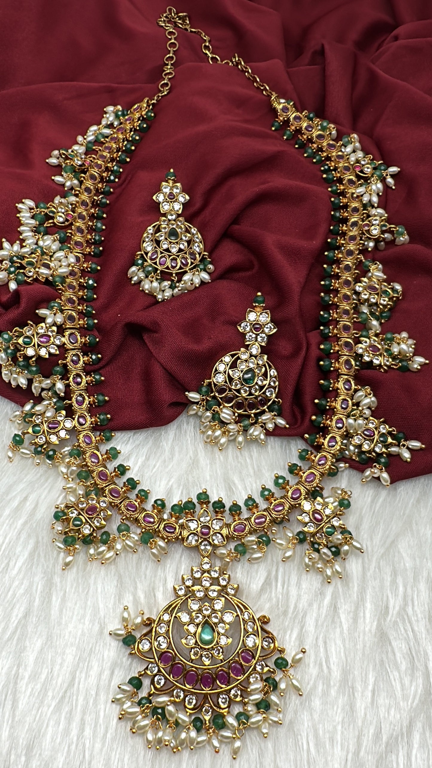 Kemp CZ Pearls Guttapusalu Long Necklace