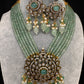 Victorian Moissanite Color Multi Layer Beads Short Necklace - LightGreen