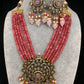 Victorian Moissanite Color Multi Layer Beads Short Necklace - Pink