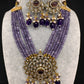Victorian Moissanite Color Multi Layer Beads Short Necklace - Purple