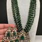Victorian Kundan Color Multi Layer Beads Necklace - Green