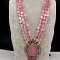 Victorian AD Color Multi Layer Monalisa Beads Necklace - Pink
