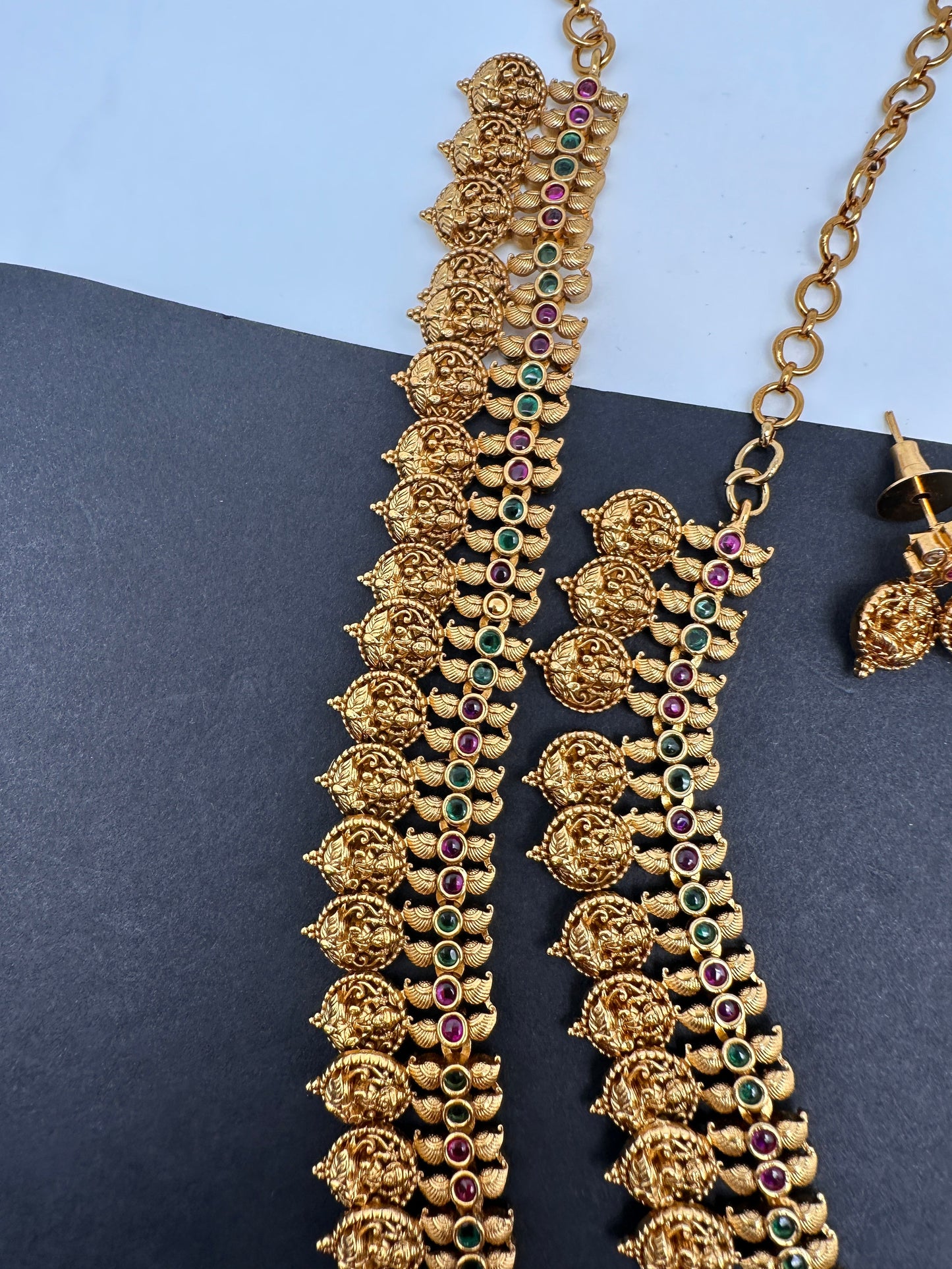 Matte Goddess Lakshmi Kassu Coins Combo Necklace