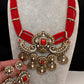 Victorian Kundan  Color Multi Layer  Beads Necklace - Coral
