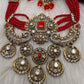 Victorian Kundan  Color Multi Layer  Beads Necklace - Coral